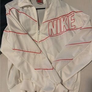Vintage Nike White Track Jacket with Red Piping